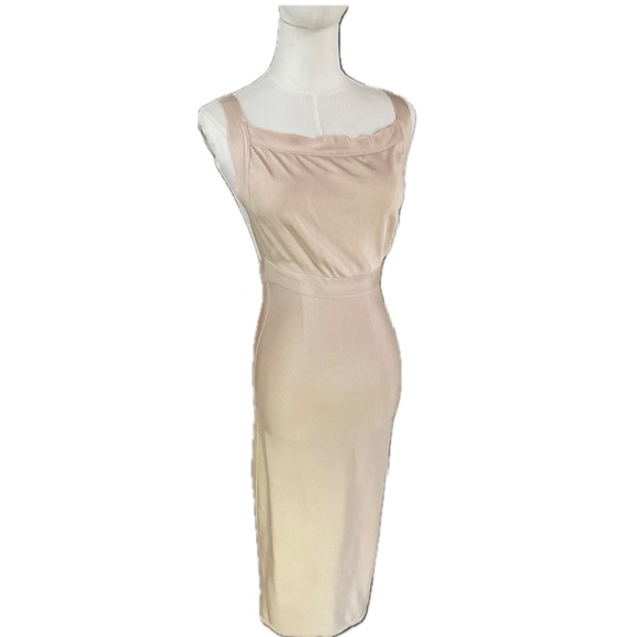 Herve Leger Apron Front Backless Maxi Dress Vintage Archive Pale Blush size S - Picture 6 of 11